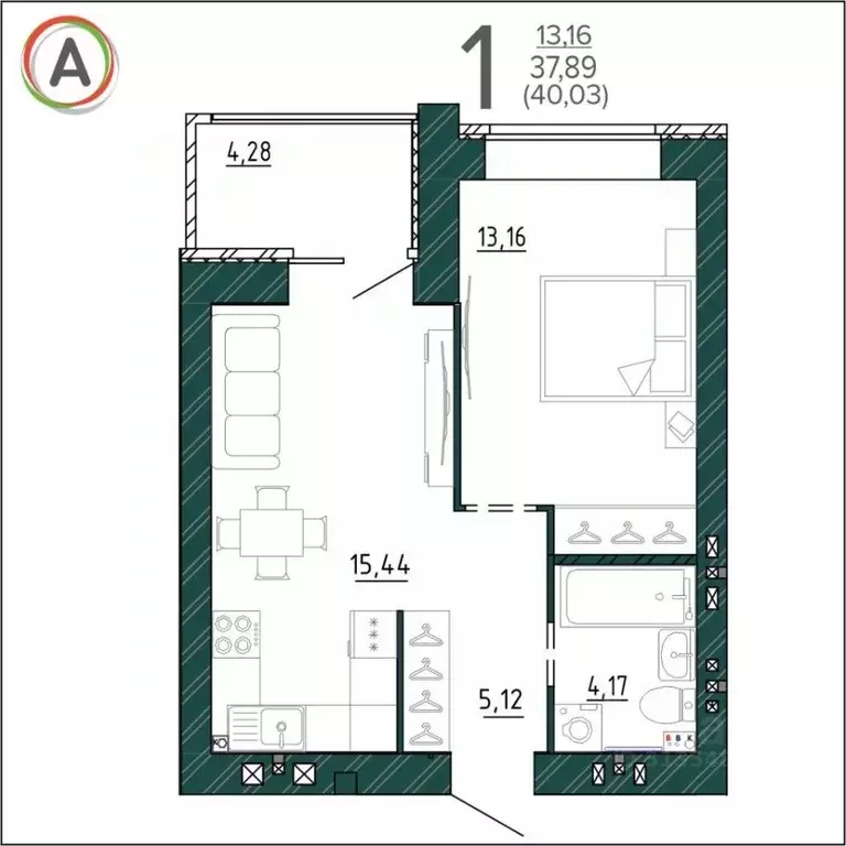 1-к кв. Брянская область, Брянск ул. Ульянова (40.03 м) - Фото 0