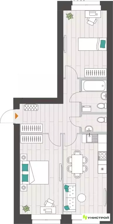2-к кв. Татарстан, Казань Ачинская ул. (62.68 м) - Фото 1