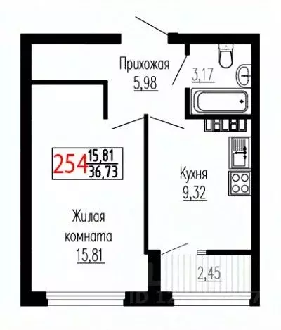1-к кв. Свердловская область, Екатеринбург ул. Лыжников, 3 (36.7 м) - Фото 0