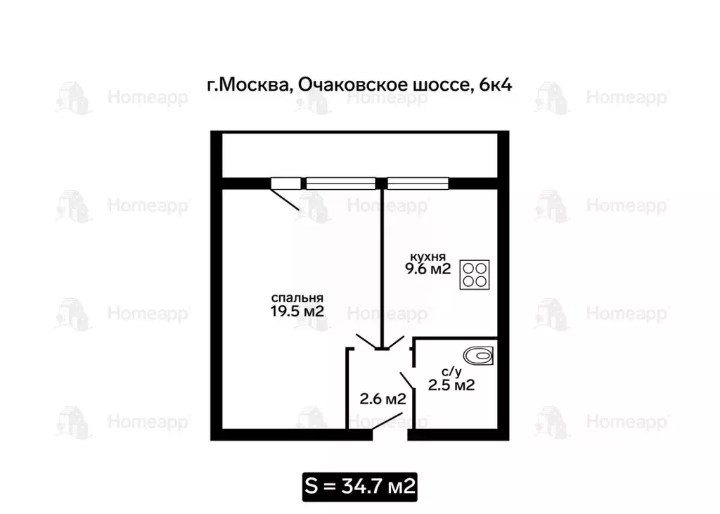 1-к кв. Москва Очаковское ш., 6К4 (34.7 м) - Фото 1