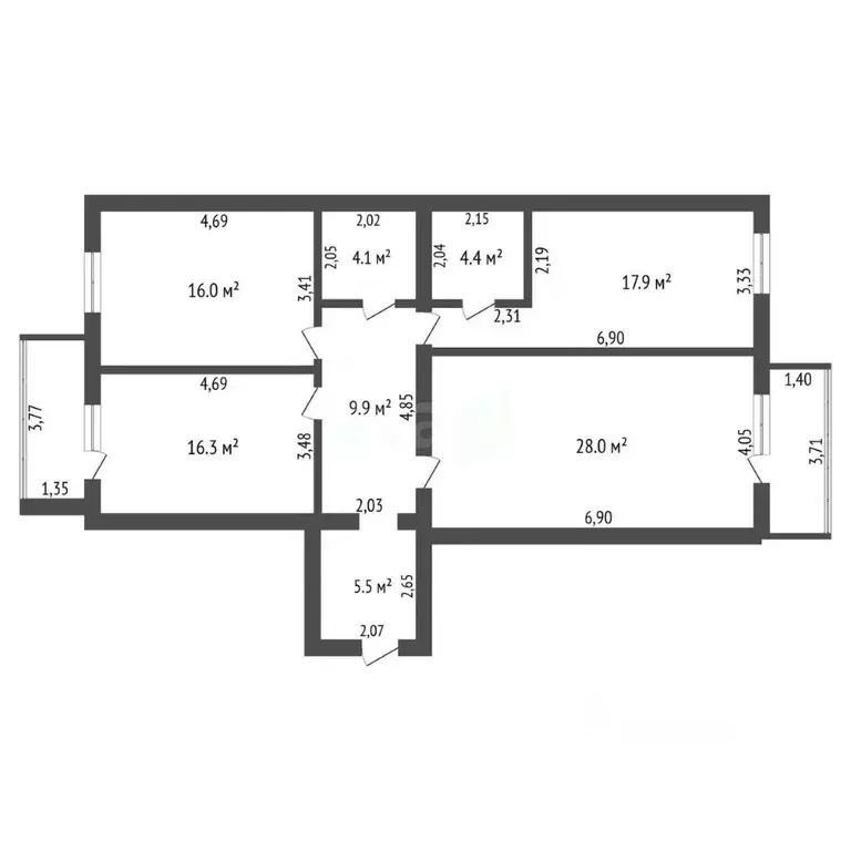 3-к кв. Амурская область, Благовещенск Политехническая ул., 1 (106.2 ... - Фото 2