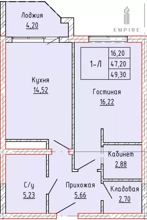 1-к кв. Чеченская республика, Грозный ул. Гагарина, 84 (49.3 м) - Фото 1