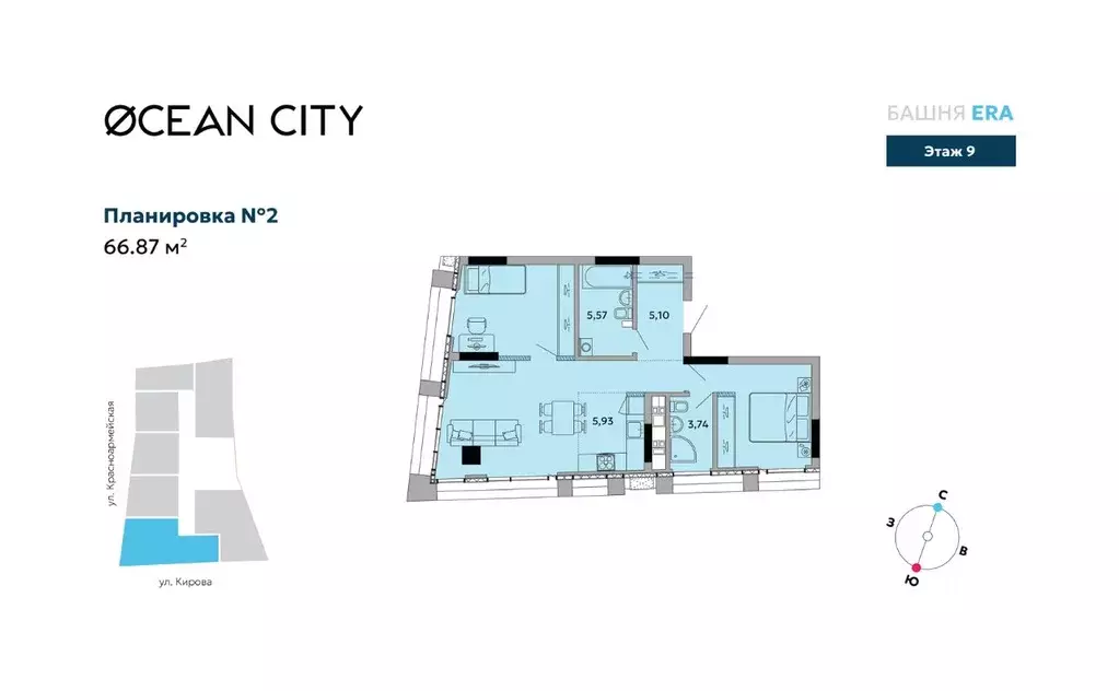 3-к кв. Удмуртия, Ижевск Красноармейская ул., 282 (66.87 м) - Фото 1