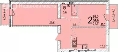 2-комнатная квартира: аул Новая Адыгея, ЖК Дарград (53.6 м) - Фото 1