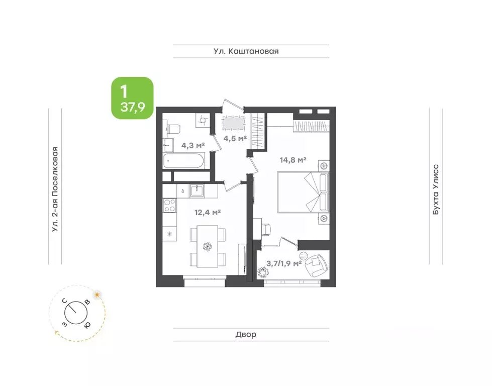 1-к кв. Приморский край, Владивосток ул. 3-я Поселковая, 16/1 (37.9 м) - Фото 1