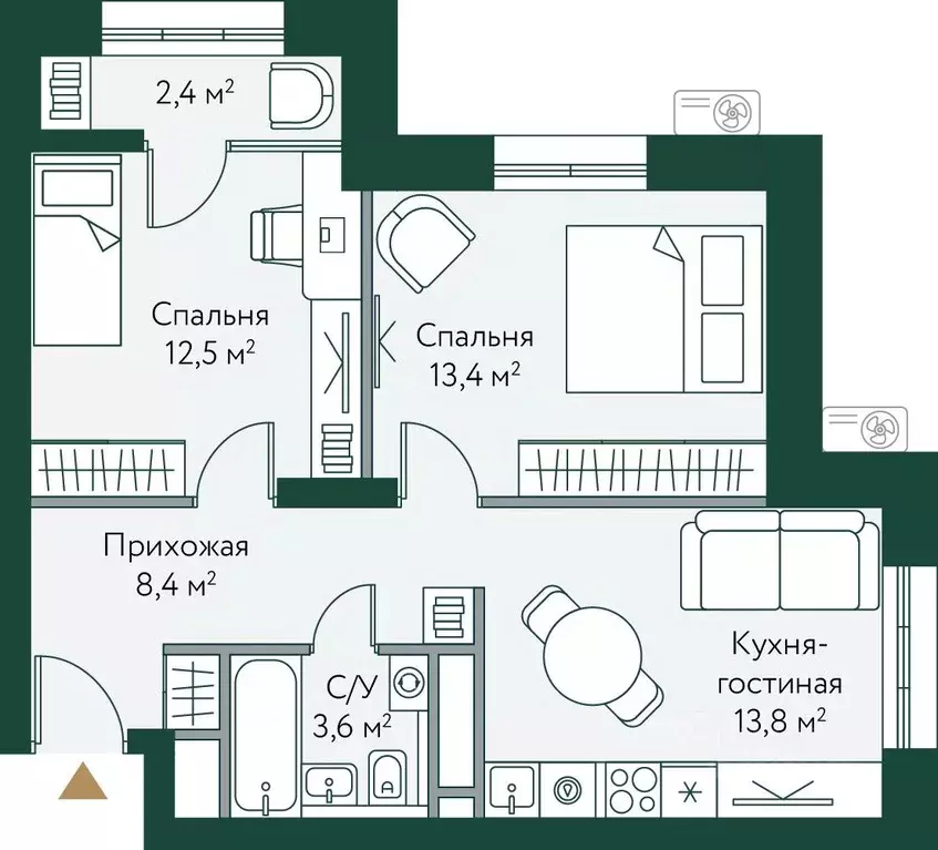 2-к кв. Волгоградская область, Волгоград Новосибирская ул., 74с1 (54.1 ... - Фото 0