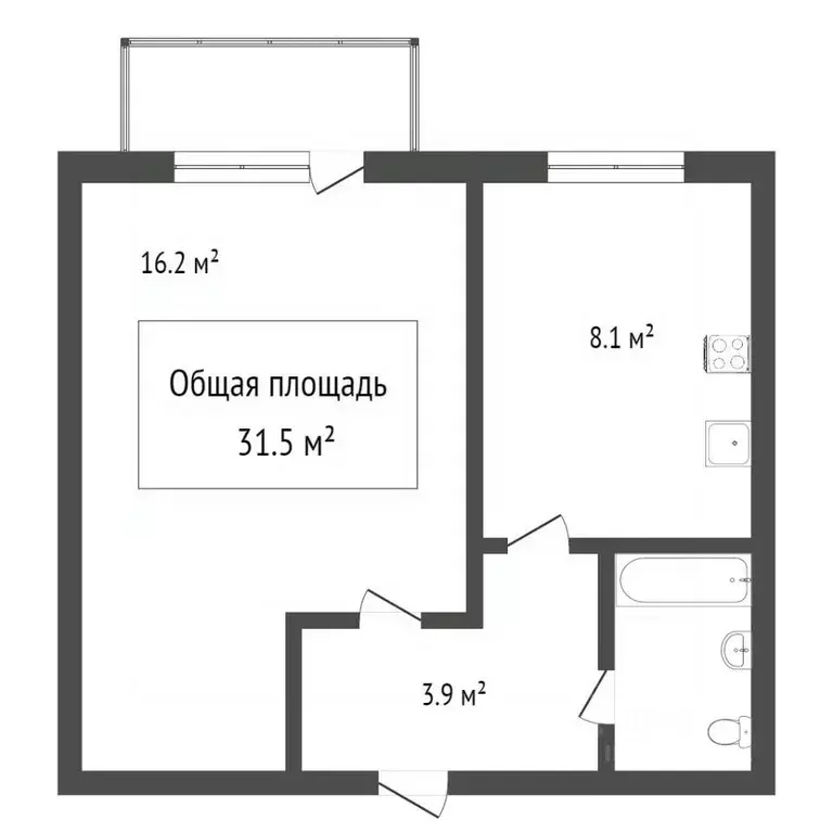 1-к кв. Томская область, Томск ул. Розы Люксембург, 42 (30.2 м) - Фото 1