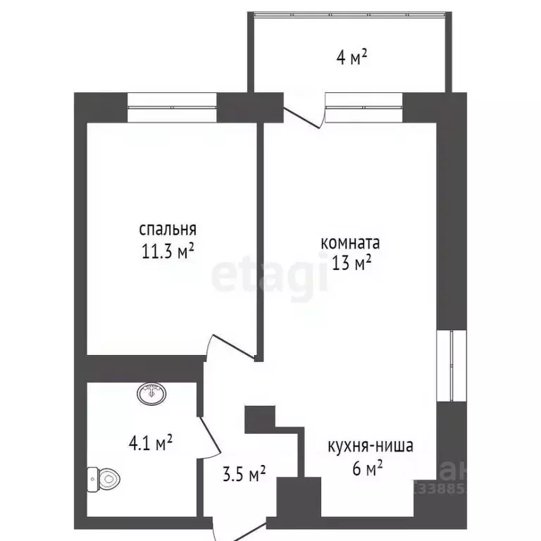 2-к кв. Красноярский край, Красноярск просп. Машиностроителей, 35 ... - Фото 2