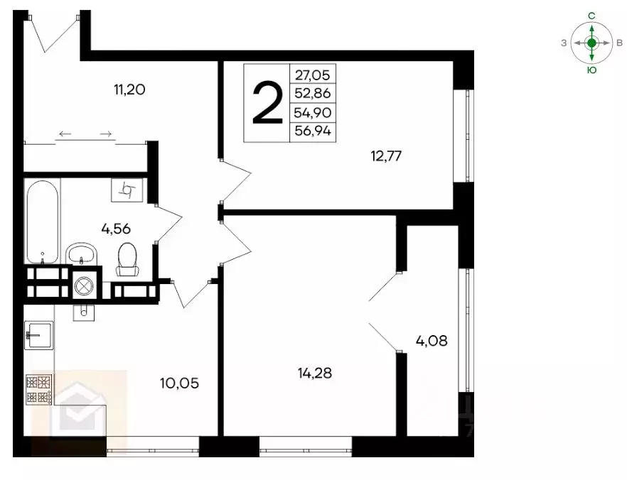2-к кв. Крым, Евпатория просп. Победы, 93/1 (56.94 м) - Фото 1