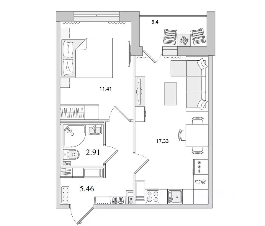 1-к кв. Санкт-Петербург Белоостровская ул., 10к2 (40.51 м) - Фото 1