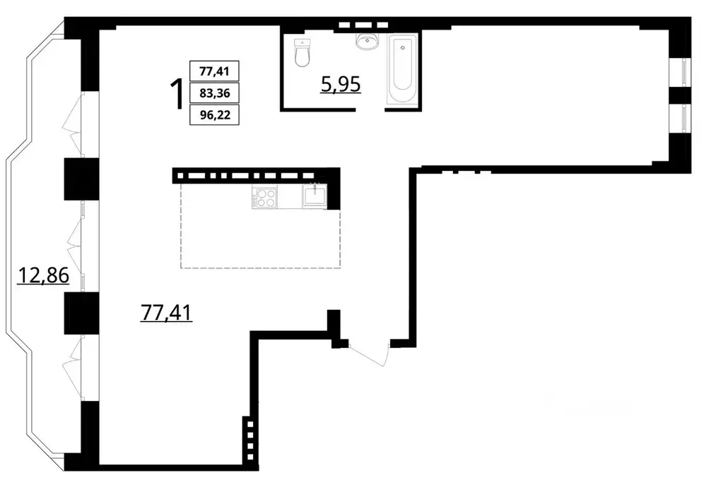 Студия Волгоградская область, Волгоград ул. Покрышкина, 2 (96.22 м) - Фото 1