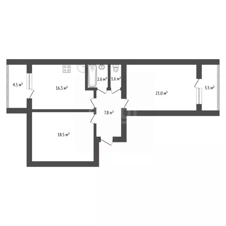 2-к кв. Амурская область, Благовещенский район, с. Чигири ул. ... - Фото 2