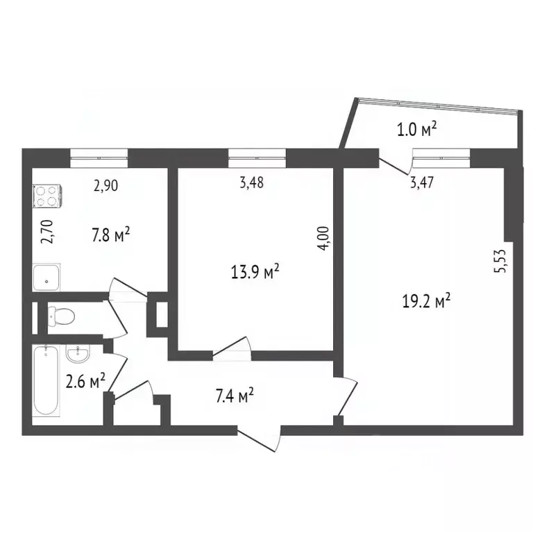 2-к кв. Омская область, Омск ул. 33-я Северная, 27 (53.0 м) - Фото 1