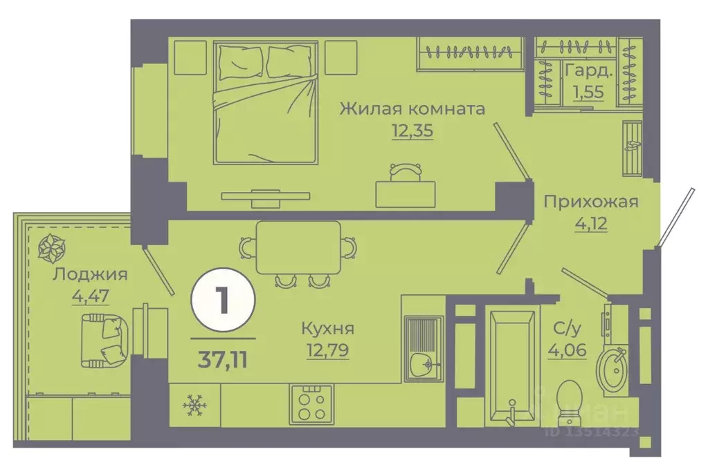 1-к кв. Ростовская область, Ростов-на-Дону Левенцовский мкр, ... - Фото 1