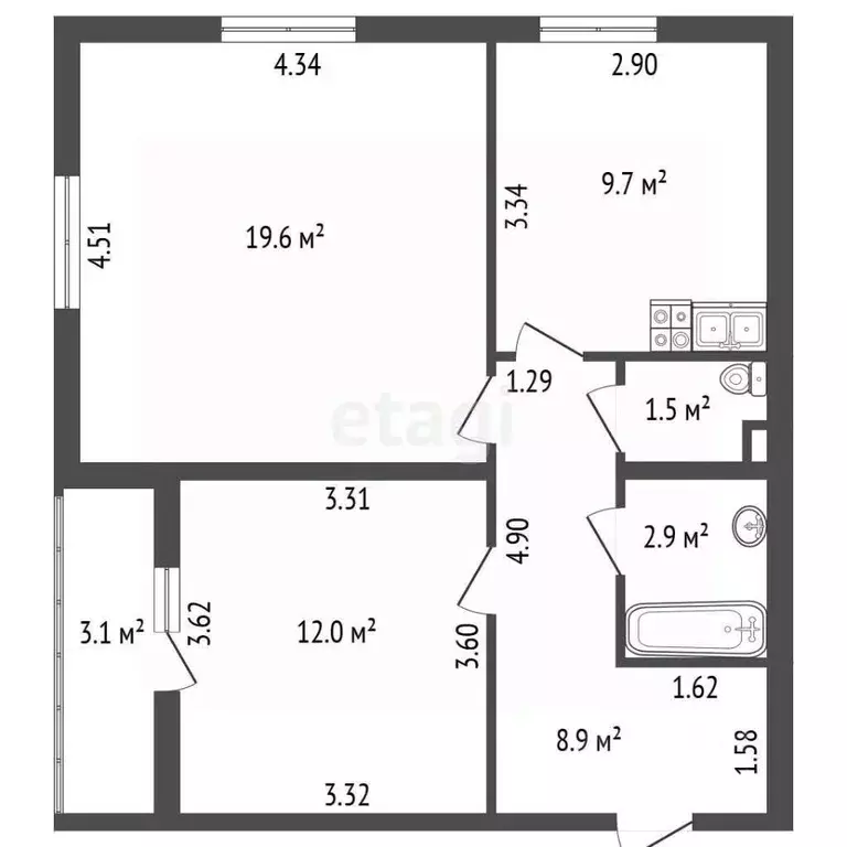 2-к кв. Санкт-Петербург просп. Королева, 59к2 (57.7 м) - Фото 1