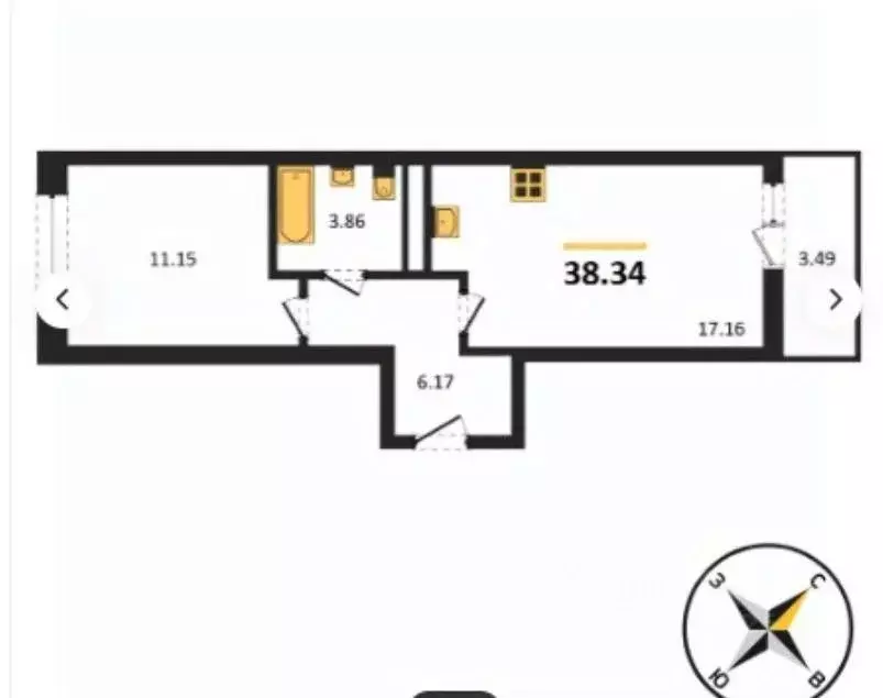 1-к кв. Санкт-Петербург Большой Смоленский просп., 7-9 (38.34 м) - Фото 2
