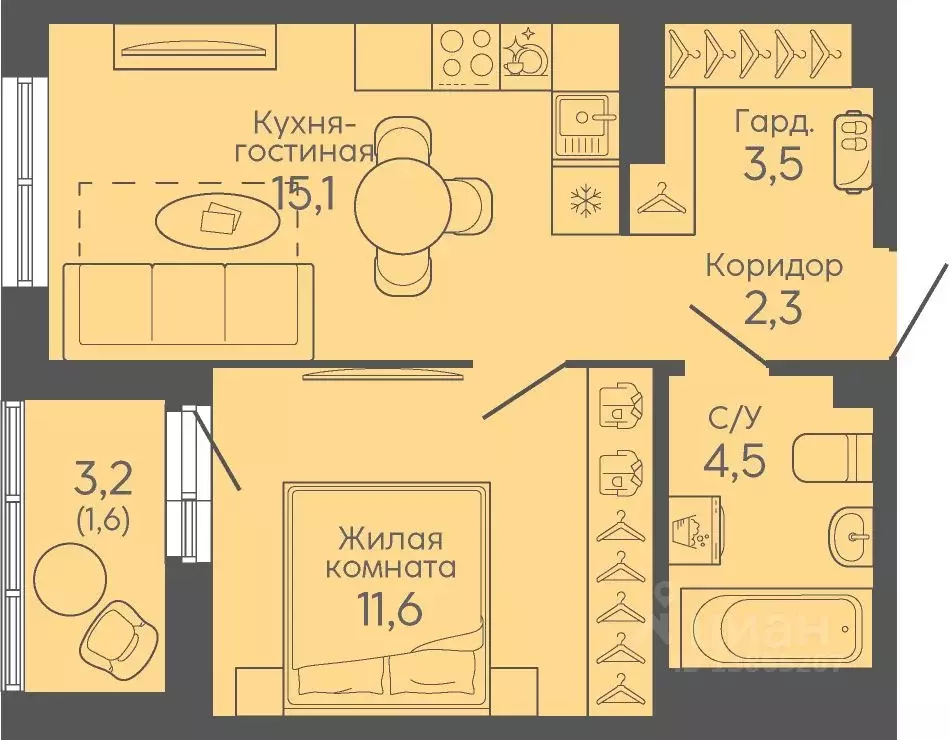 1-к кв. Свердловская область, Екатеринбург Новокольцовский мкр, ... - Фото 0