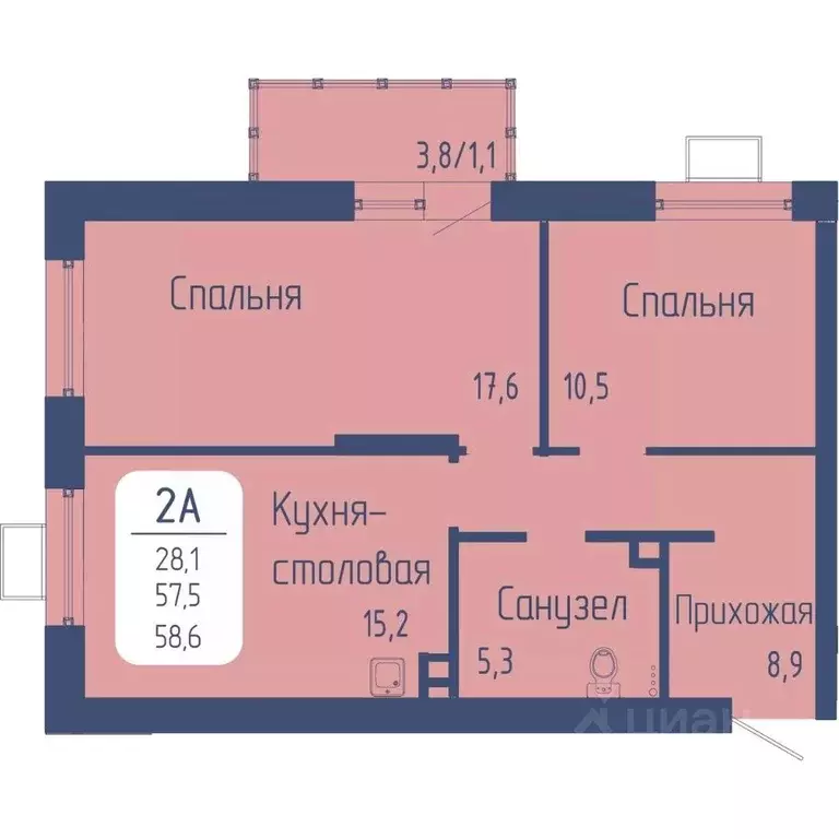 2-к кв. Красноярский край, Красноярск Свободный просп. (58.6 м) - Фото 1