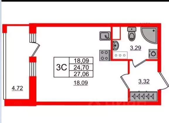 Студия Ленинградская область, Всеволожский район, Свердловское ... - Фото 1