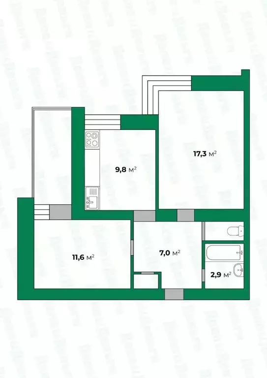 2-к кв. Кировская область, Киров Московская ул., 136 (52.0 м) - Фото 1