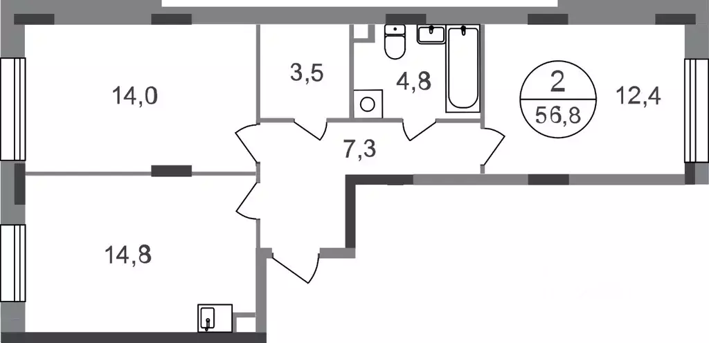 2-к кв. Москва Переделкино Ближнее мкр, 18-й кв-л,  (56.8 м) - Фото 0