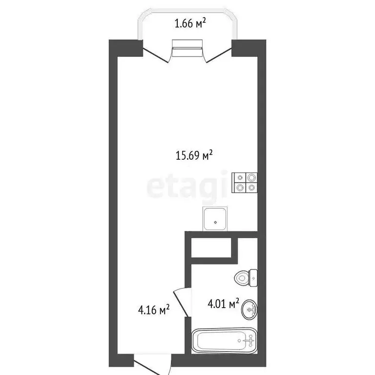 Квартира-студия: Тюмень, улица Вадима Бованенко, 7 (24.5 м) - Фото 1