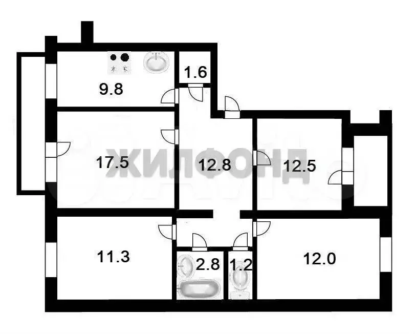 4-к. квартира, 81,5 м, 5/5 эт. - Фото 0