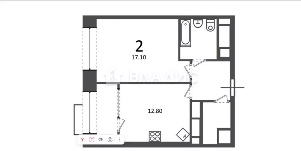 1-комнатная квартира: Москва, Клинская улица, 2А (42.4 м) - Фото 1