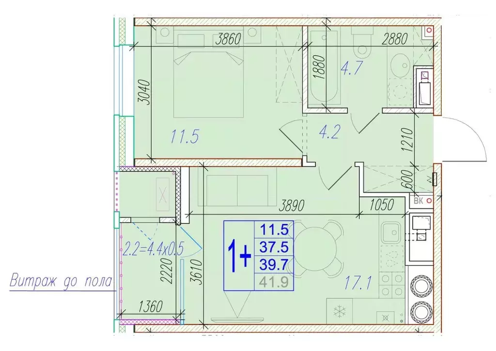 1-к кв. Астраханская область, Астрахань ул. Трофимова, 10 (39.7 м) - Фото 1