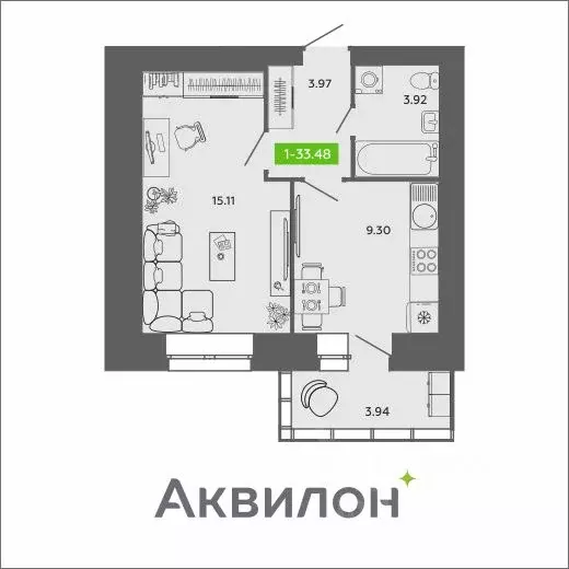 1-к кв. Архангельская область, Архангельск ул. Урицкого (33.48 м) - Фото 0