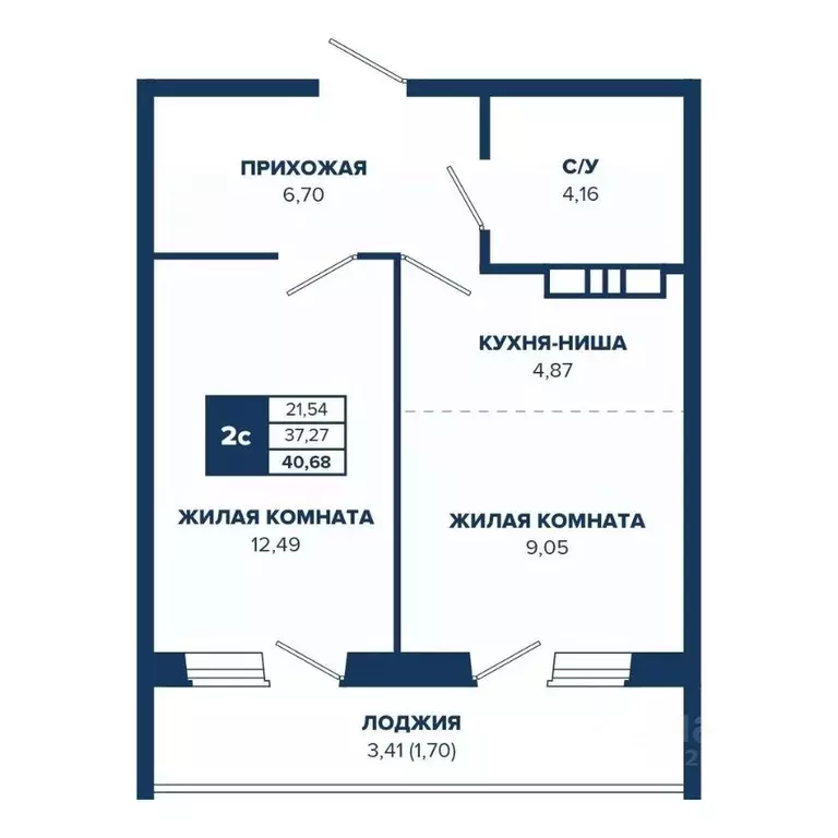 2-к кв. Новосибирская область, Новосибирск Знаменский кв-л,  (40.68 м) - Фото 0