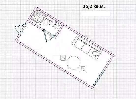 Квартира-студия, 15,2 м, 1/5 эт. - Фото 0