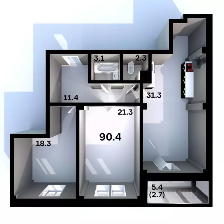 2-к кв. Псковская область, Псков Пароменская ул., 28 (90.4 м) - Фото 1