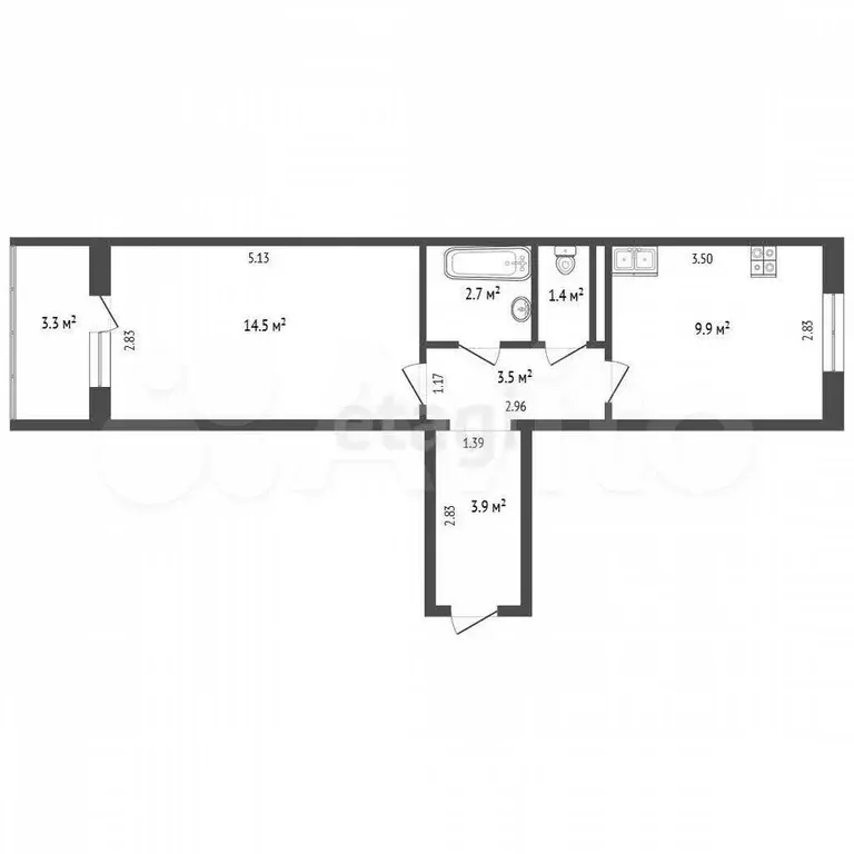 1-к. квартира, 35,9 м, 7/9 эт. - Фото 0