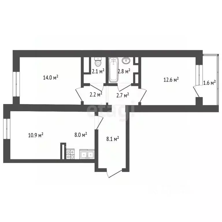 2-к кв. Москва ул. Мостовая, 5к1 (65.0 м) - Фото 2