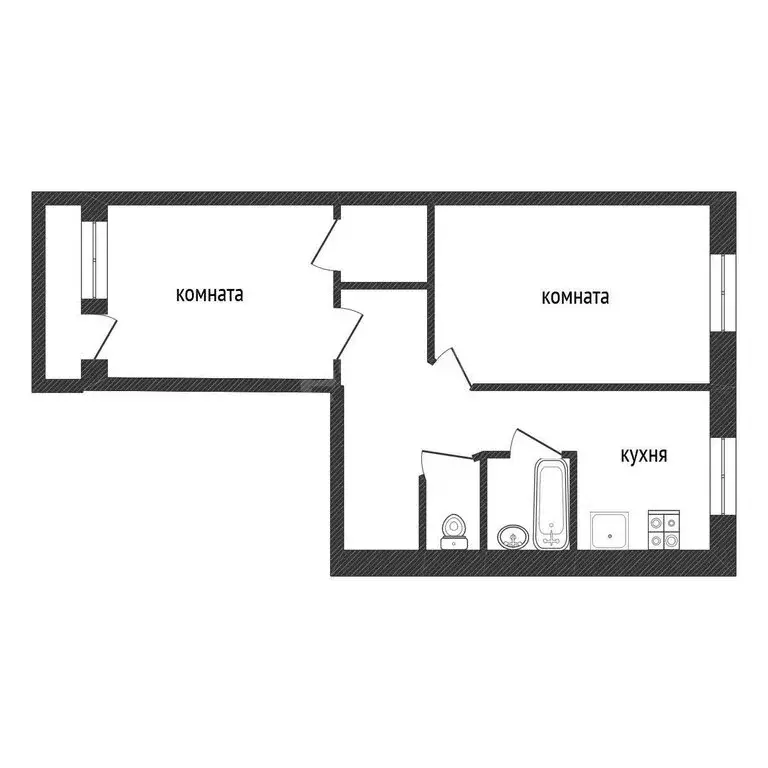 2-комнатная квартира: Волхов, Авиационная улица, 40 (45.9 м) - Фото 1