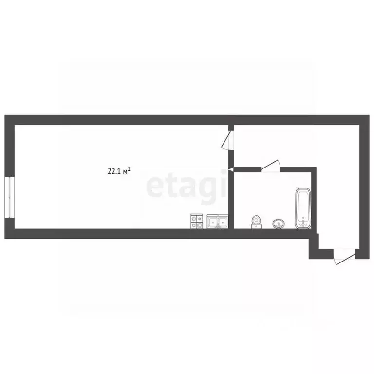 Студия Санкт-Петербург Туристская ул., 10к1 (34.4 м) - Фото 2