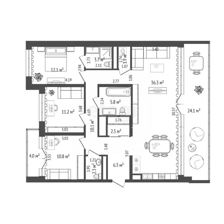 3-к кв. Тюменская область, Тюмень ул. Виктора Тимофеева, 10 (103.0 м) - Фото 1