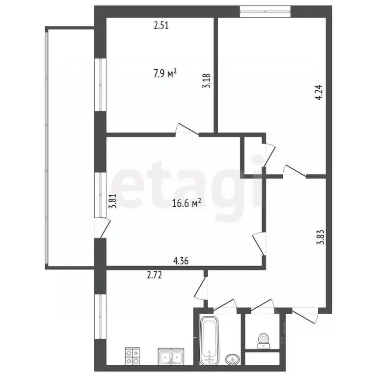 Комната Московская область, Одинцово Можайское ш., 99 (25.0 м) - Фото 2