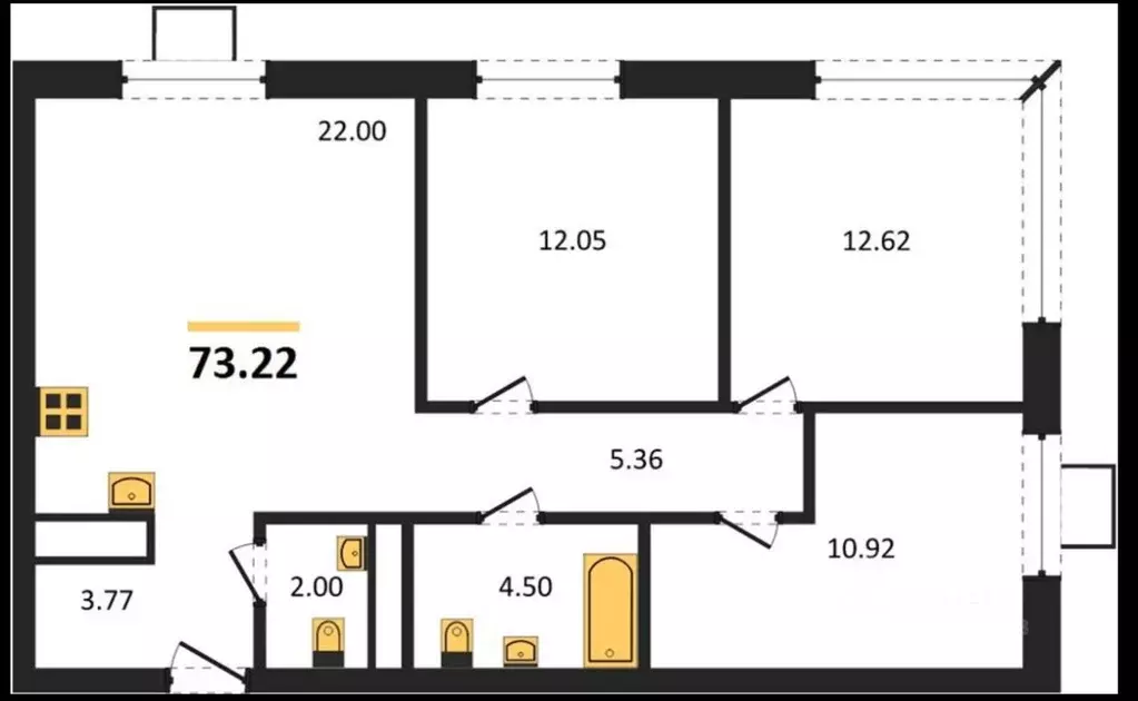 3-к кв. Пензенская область, Пенза ул. Щербакова, 73 (73.22 м) - Фото 1