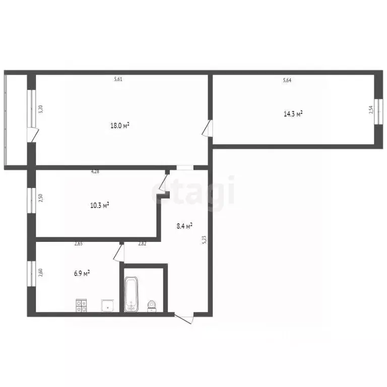 3-к кв. Кемеровская область, Прокопьевск ул. Крупской, 18 (60.3 м) - Фото 2