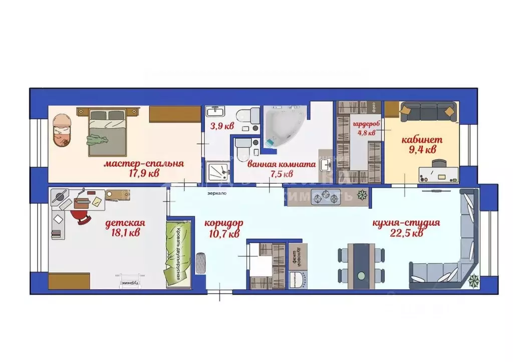 3-к кв. Кемеровская область, Кемерово Московский просп., 16 (97.3 м) - Фото 1