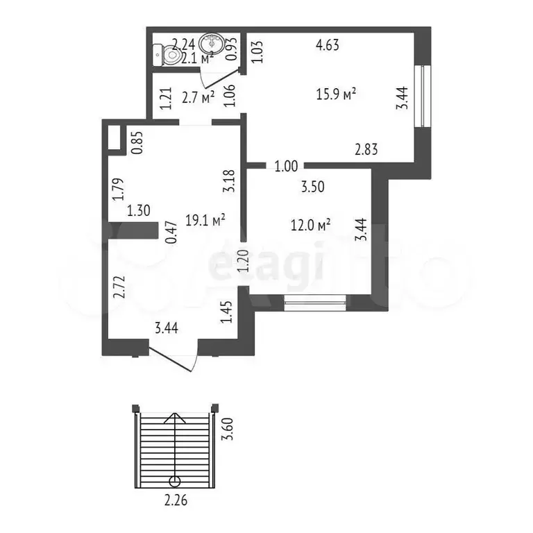 Продам помещение свободного назначения, 51.8 м - Фото 1