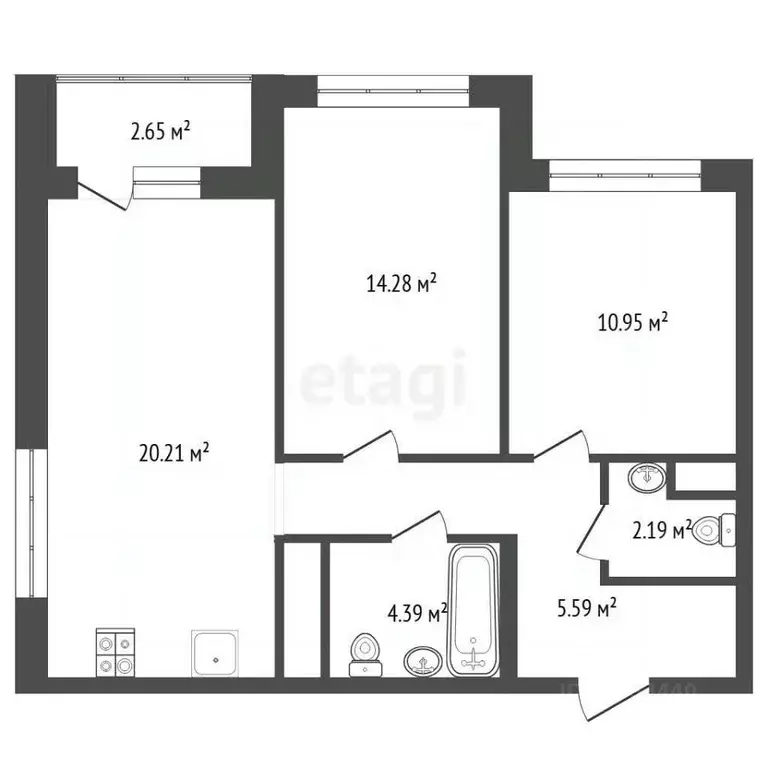 2-к кв. Тюменская область, Тюмень ул. Разведчика Кузнецова, 7 (63.5 м) - Фото 2