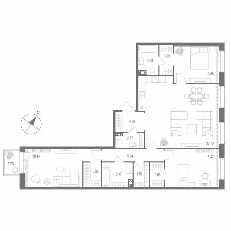 3-комнатная квартира: Санкт-Петербург, Матисов остров (119.32 м) - Фото 0