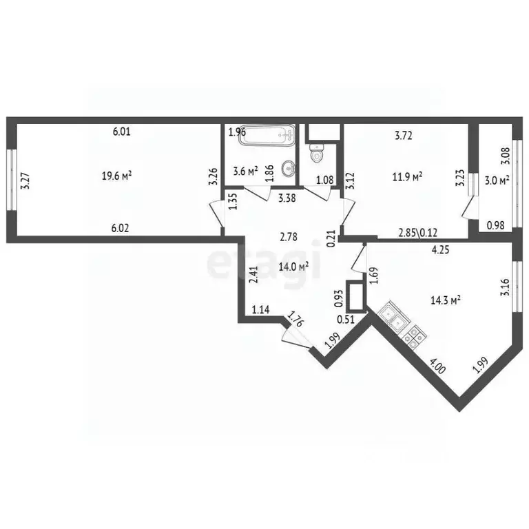 2-к кв. Санкт-Петербург Бестужевская ул., 7к2 (65.0 м) - Фото 2