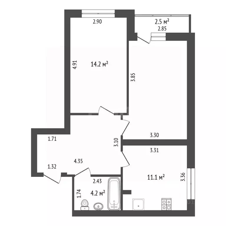 2-к кв. Самарская область, Самара ул. Советской Армии, 131А (58.0 м) - Фото 2