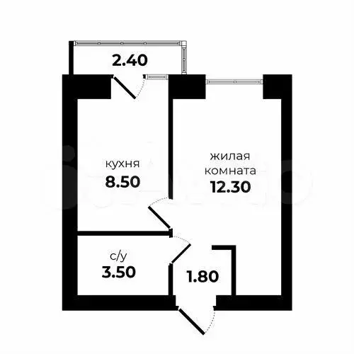 1-к. квартира, 25,6 м, 5/5 эт. - Фото 1