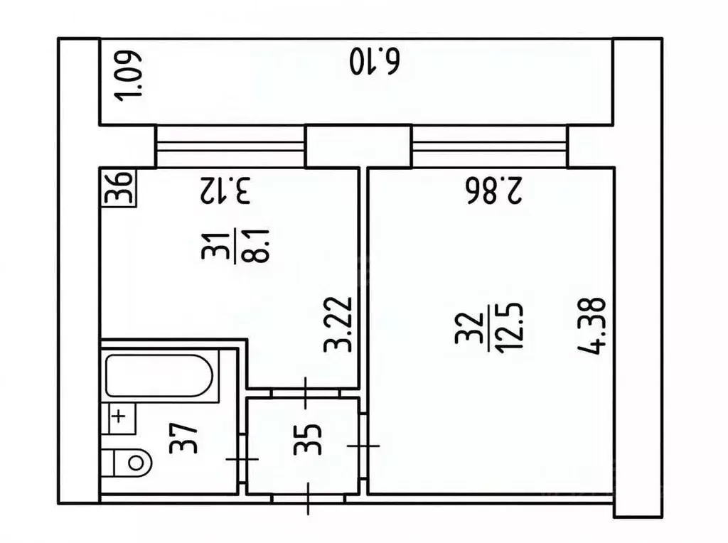 1-к кв. Пермский край, Пермь бул. Гагарина, 36 (25.6 м) - Фото 1