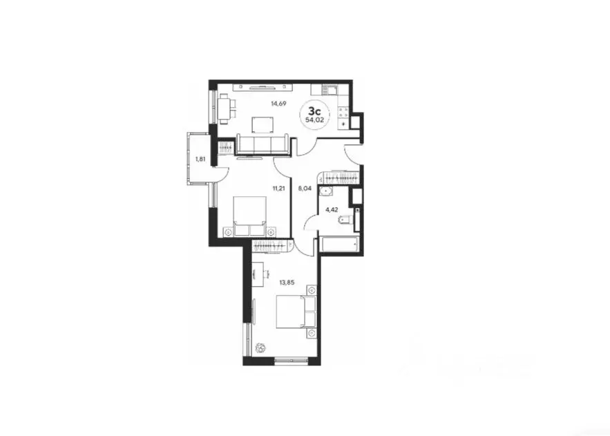 2-к кв. Ростовская область, Ростов-на-Дону ул. Нансена, 109/2 (51.8 м) - Фото 2